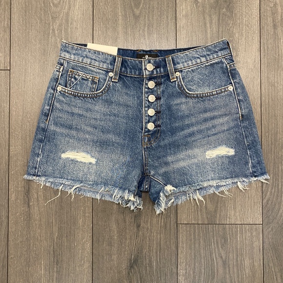 7 For All Mankind Monroe Cut-off Jean Shorts Size 27 NWT - Picture 3 of 11